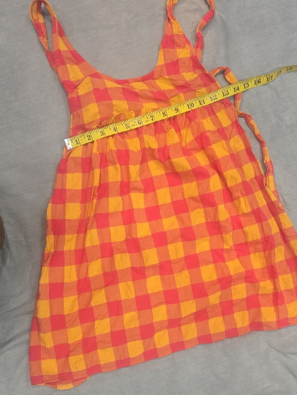 Anthropologie Red & Yellow Checked Tank Dress